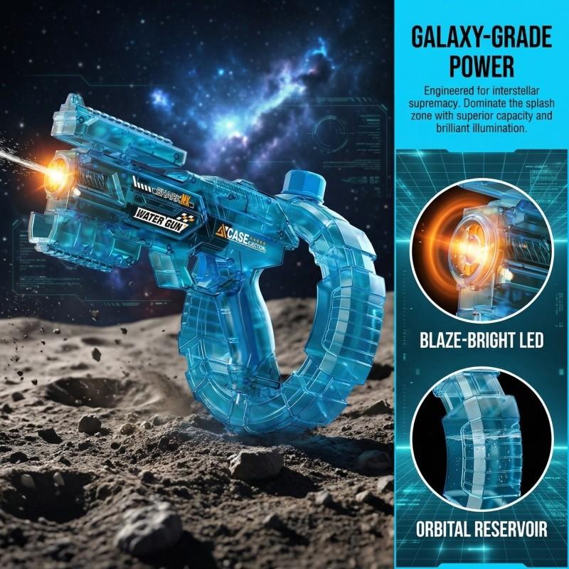 Electric Water Gun Blasters with Light Effects, Automatic Continuous Fire, Adult and Kids Splash Toy, Summer Beach Pool Party Sprayer, Lithium Battery Included