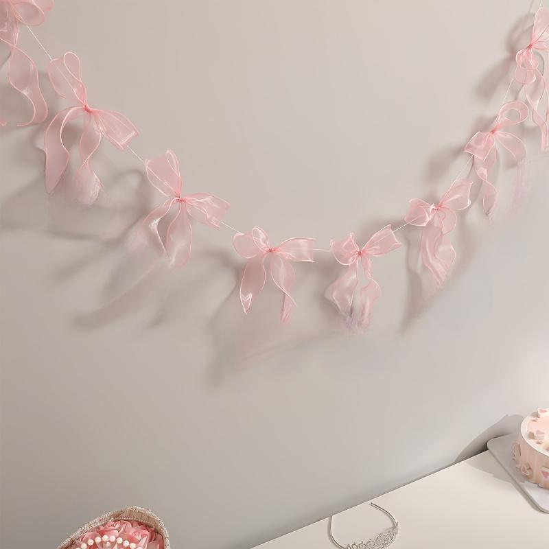 Bow Pull String Birthday Party Decoration, Valentine's Day Wedding Party Background Decor, Banner Festival Gathering Wall Decor
