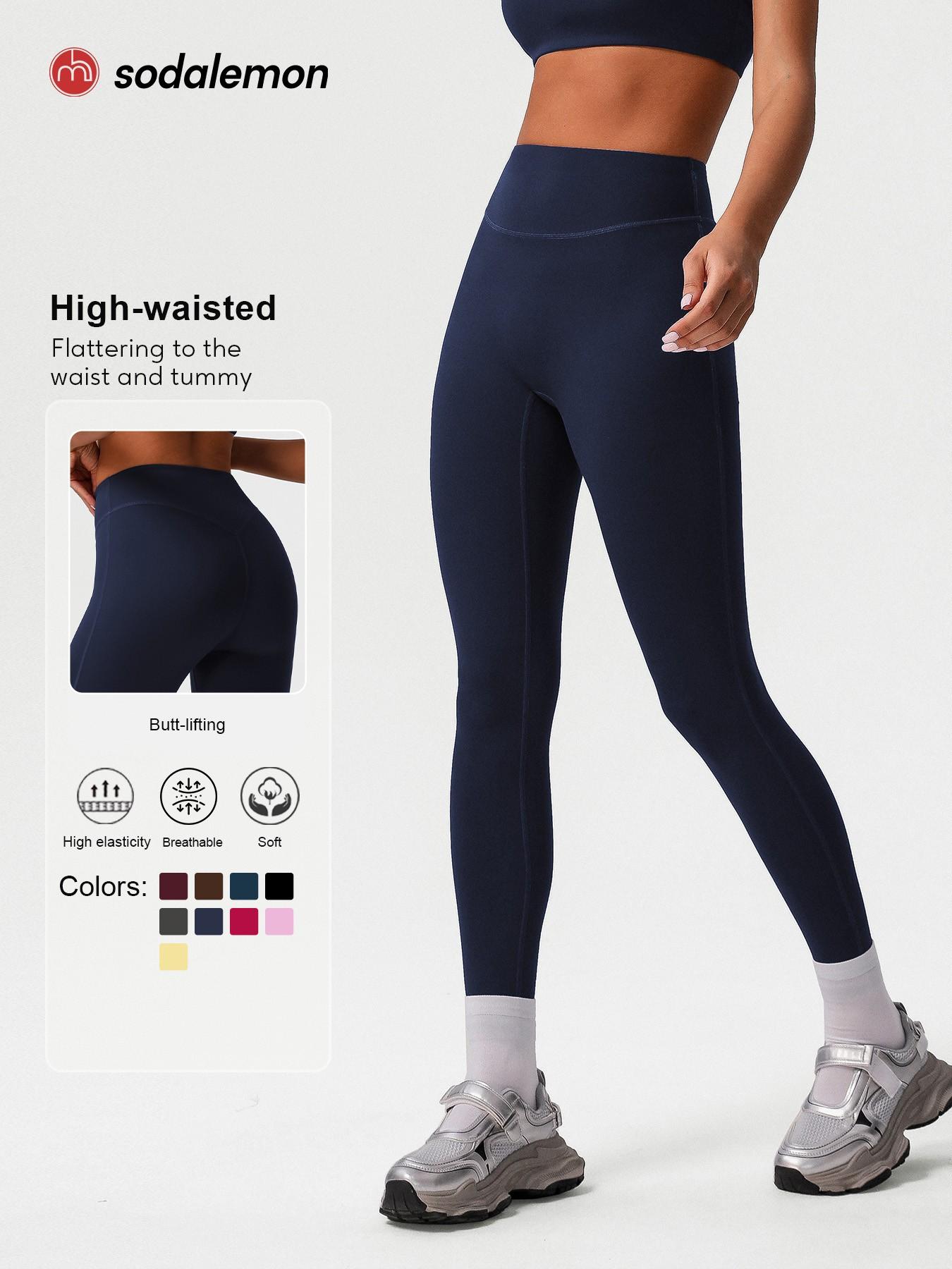 Women's Solid High Waist Sports Leggings, High Waisted Leggings, Casual Comfy Breathable Skinny Pants for Yoga Gym Workout Running, Ladies Sportswear for All Seasons, Womenswear