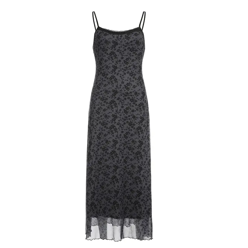 Women's Ditsy Floral Print Contrast Lace Cami Dress, Casual Adjustable -  TikTok Shop