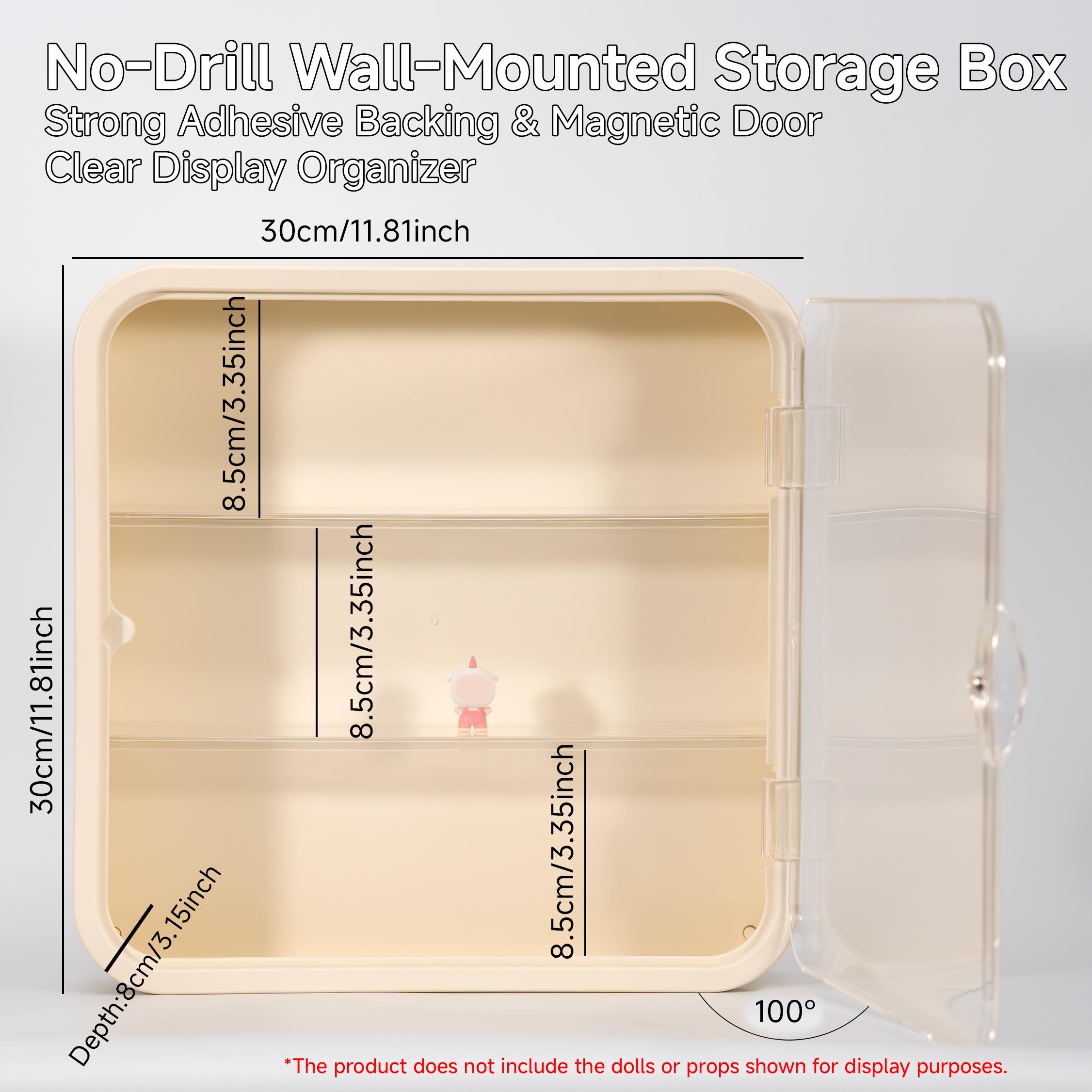 Plush Keychain Display & Storage Box with Magnetic Door, 3-Layer Compartments, No-Drilling Wall Mount, Ideal for Popmart Plush Keychains, Labubu, Skullpanda, DIMOO, HIRONO, MOLLY Collectors, Organizing, Room Accessories