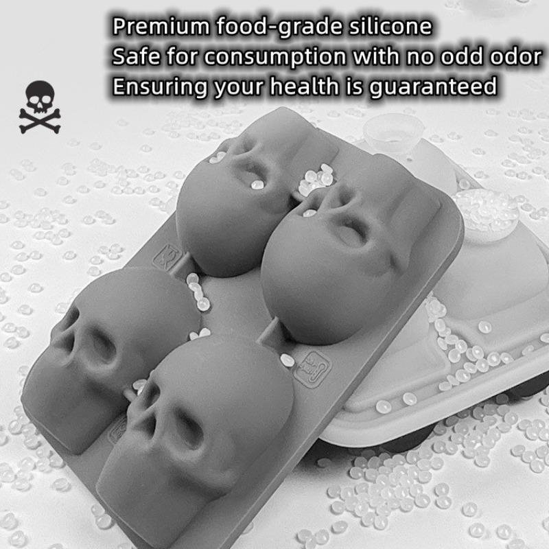 Skull Ice Cube Mold, Silicone BPA-Free Freezer Tray, Ice Cube Trays for Freezer, Kitchen Party DIY Soft Drink Coffee Soda Halloween Decor, Home Accessories