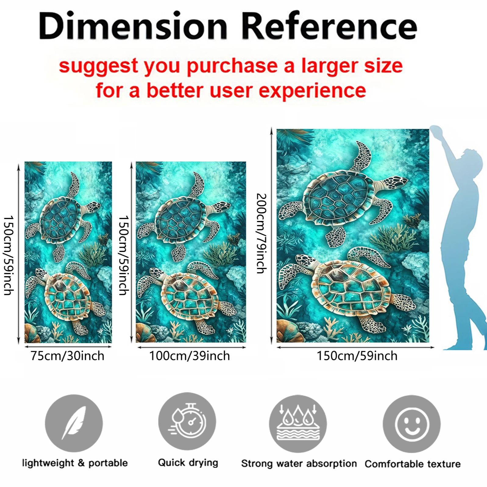 Turtle Pattern Beach Towel, Suitable For Children And Adults For Outdoor, Beach And Travel, Trendy Home And Beach Essentials