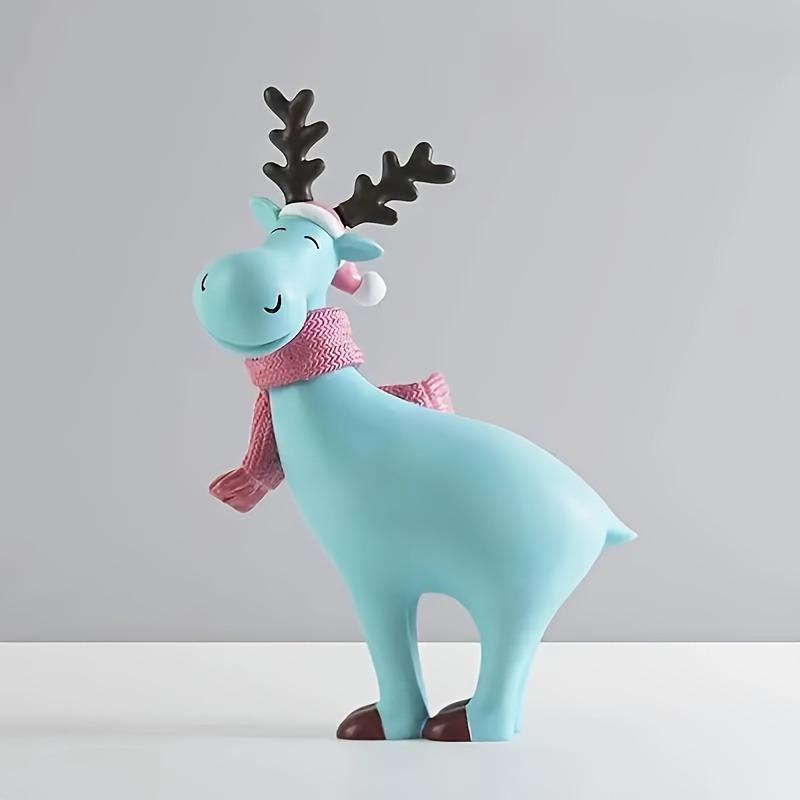 Creative Christmas Reindeer Sculpture Decor, Home Office Deer Statue, Artificial Animal Craft, Festive Holiday Decoration, Resin Ornament