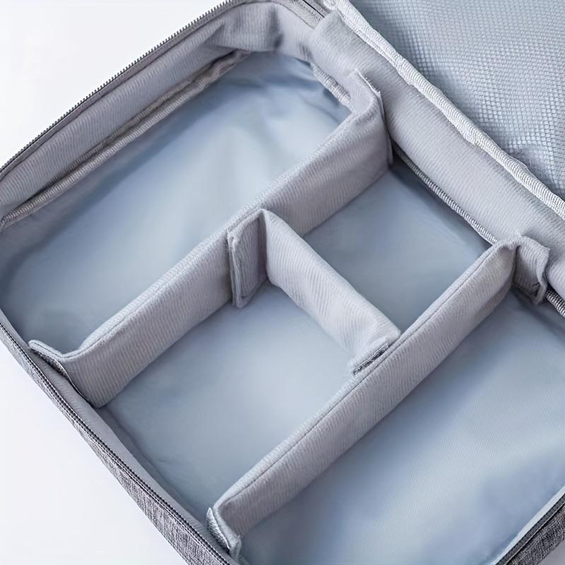 Electronic Device & Cable Storage Organizer Bag, Portable Multi-Compartment Mesh Pockets Zippered Pouch, Durable Storage Bag for Office, Travel, Picnic