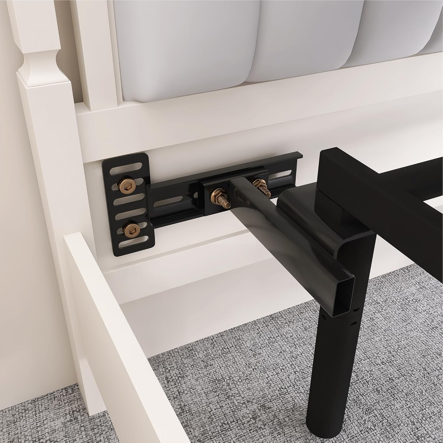 Headboard Brackets for Metal Bed Frame Adjustable Brackets for Headboard with Footboard Extension Kit Fit  Full   2 Pack Matte Black