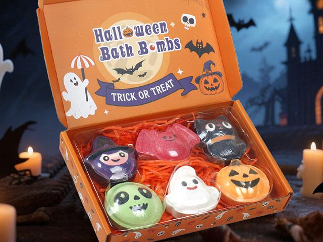 iHave Halloween Bath Bomb Gift Set – 6pcs Spooky & Cute Bath Bomb Kids Gift Box with Witch, Bat, Black Cat, Skull, Ghost & Pumpkin – Fizzy Spa Balls for Fun Bath Time, Relaxing Self-Care, Halloween Bath Bombs for Kids, Party Favors  Unique Holiday Gifts
