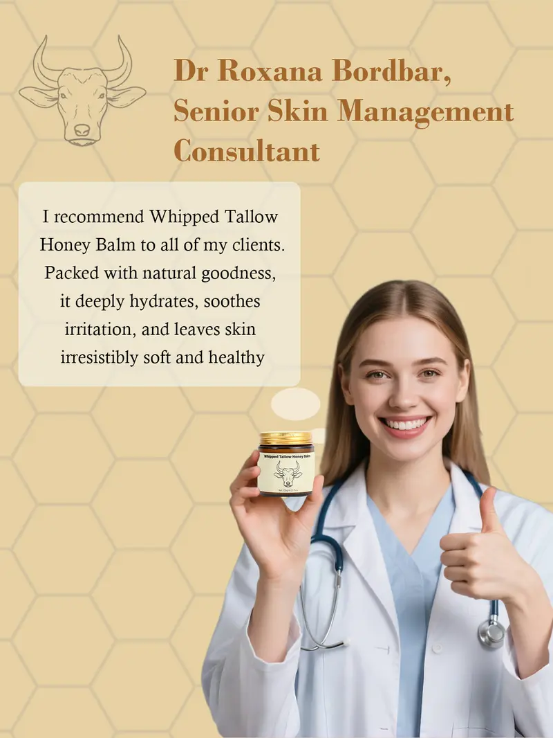 Product Introduction of Lopeie Whipped Grass-Fed Beef Tallow Honey Balm - 4 Oz,Moisturizing Cream for Soft, Smooth Skin - Handmade All-Natural Moisturizer - Lavender 4