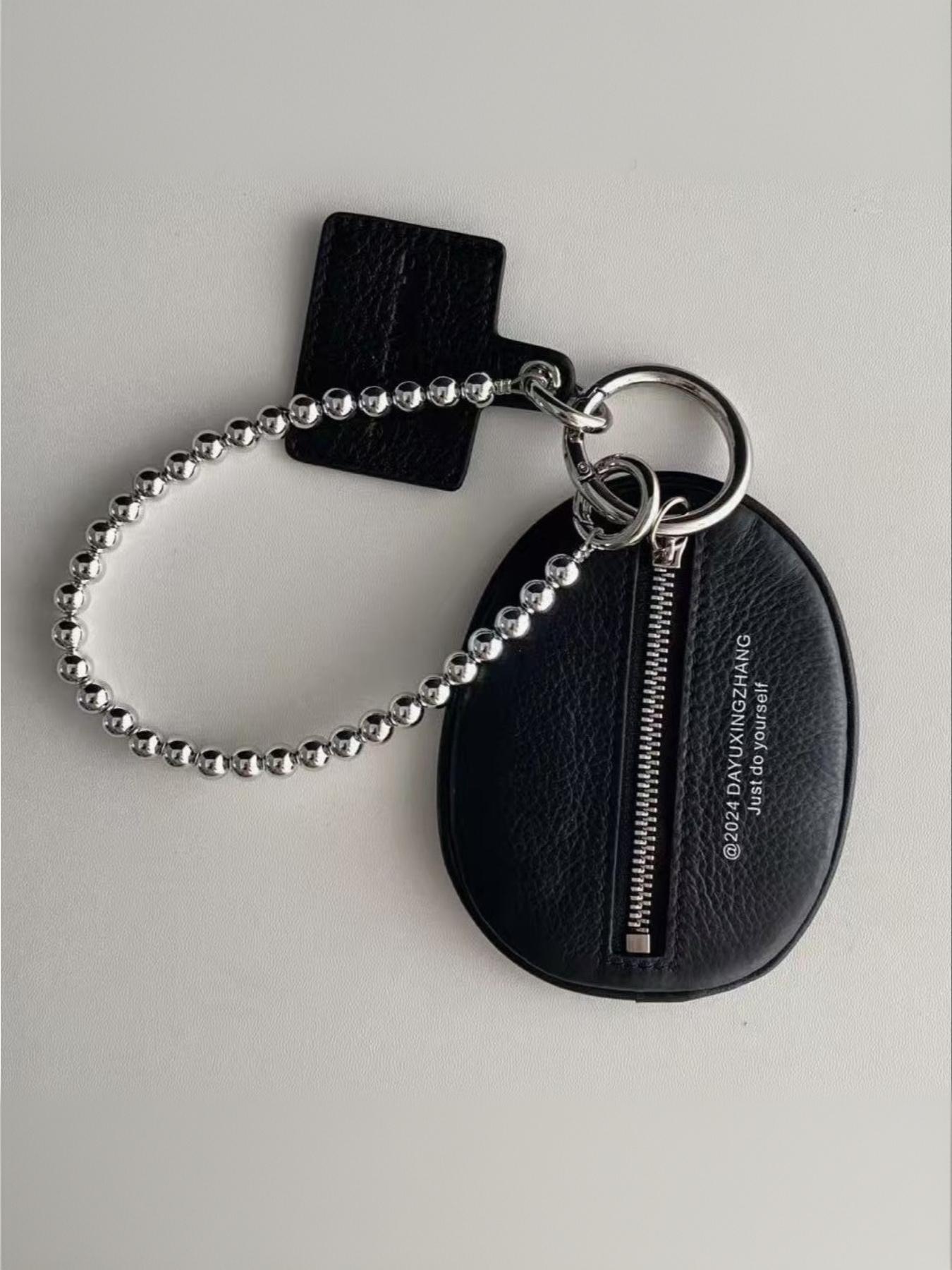 Fashion accessory bag pendant bag black lychee pattern key pouch internet-famous mini clutch
