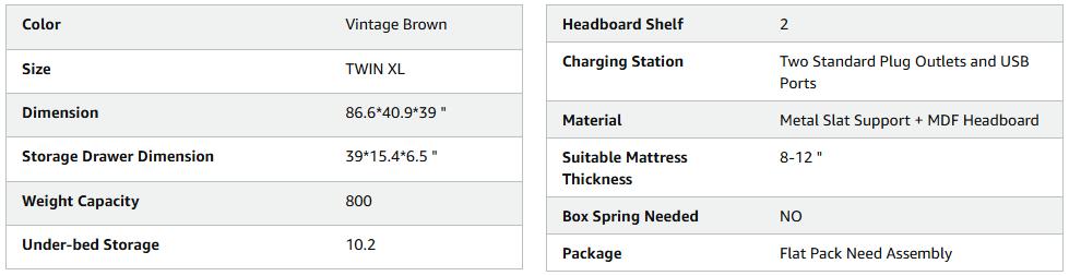 LIKIMIO Twin/Twin XL Bed Frames with Drawer, Storage Headboard with Outlets, No Box Spring Needed, Easy Assembly LIKIMIO Twin/Twin XL Bed Frames with Drawer, Storage Headboard with Outlets, No Box Spring Needed, Easy Assembly