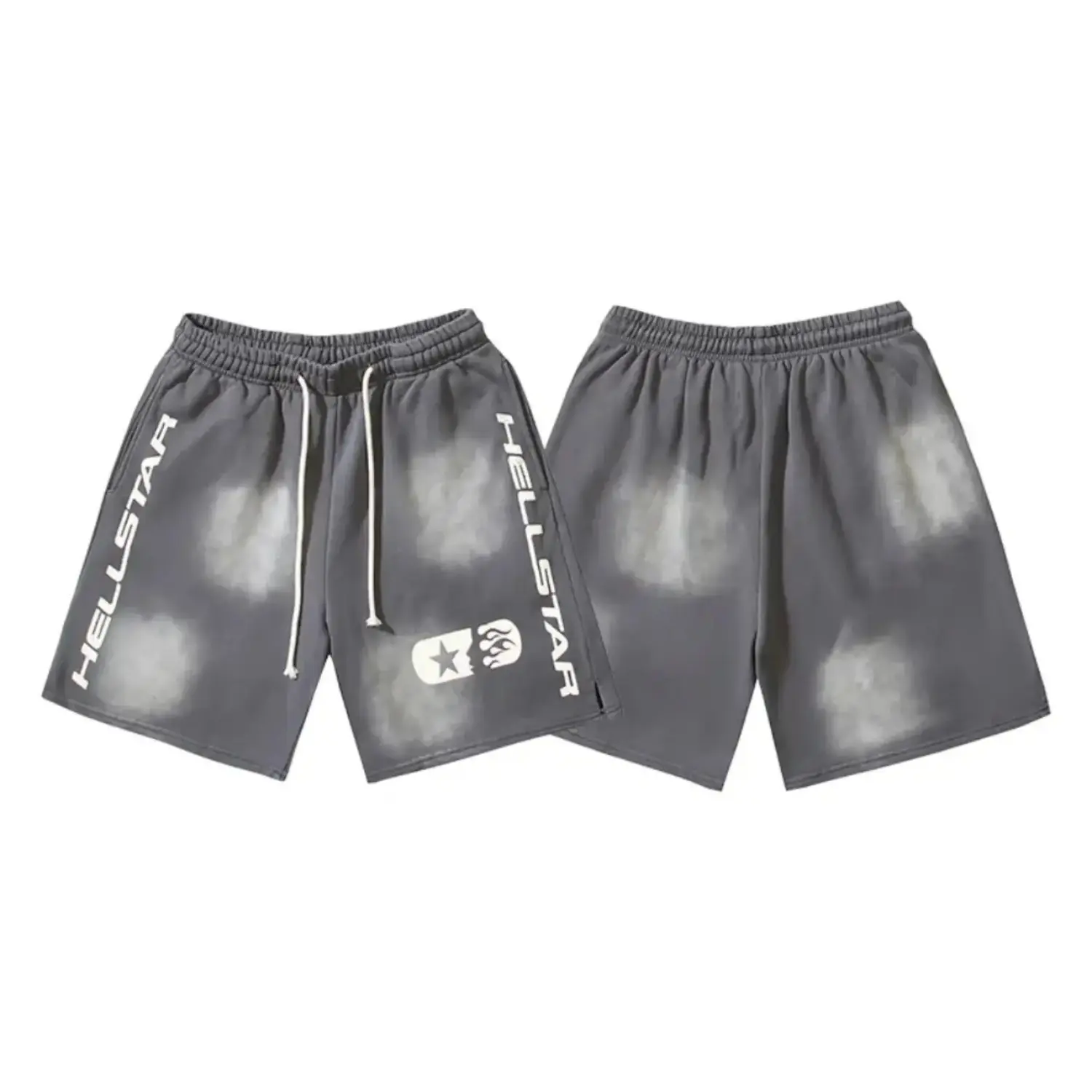 HELLSTAR Letter Star Graphic Sweat Shorts 100% Cotton Loose Oversized Y2K Vintage Wash Breathable Athletic Running Casual Beach Shorts Streetwear Bottoms Men Women Unisex,back to school,back to school haul