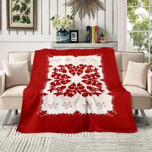 Vintage Hawaiian Floral Print Fleece Blanket | 280gsm Thick & Soft, Perfect for Sofa & Bed