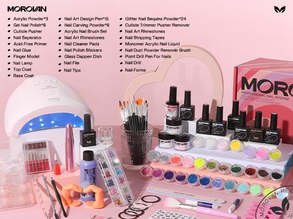 【Blossom Series】Morovan Acrylic Nail Kit : Blossom Pro for Beginners with Everything - Complete Nail Kit Set Professional Acrylic with Everything Acrylic Nail Starter kit Acrylic Nail Supplies Gifts for Women Girl