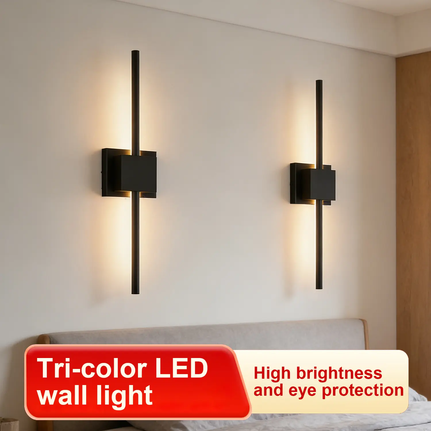 Cordless Modern LED Wall Sconce with Remote Control & Button, 10000 mAh Rechargeable Batteries, 3-Color Dimmable Adjustable Lights for Bedroom Lighting & Atmosphere Lighting, Indoor Home Decor Fixture #LEDWallSconce #BatteryOperatedLight