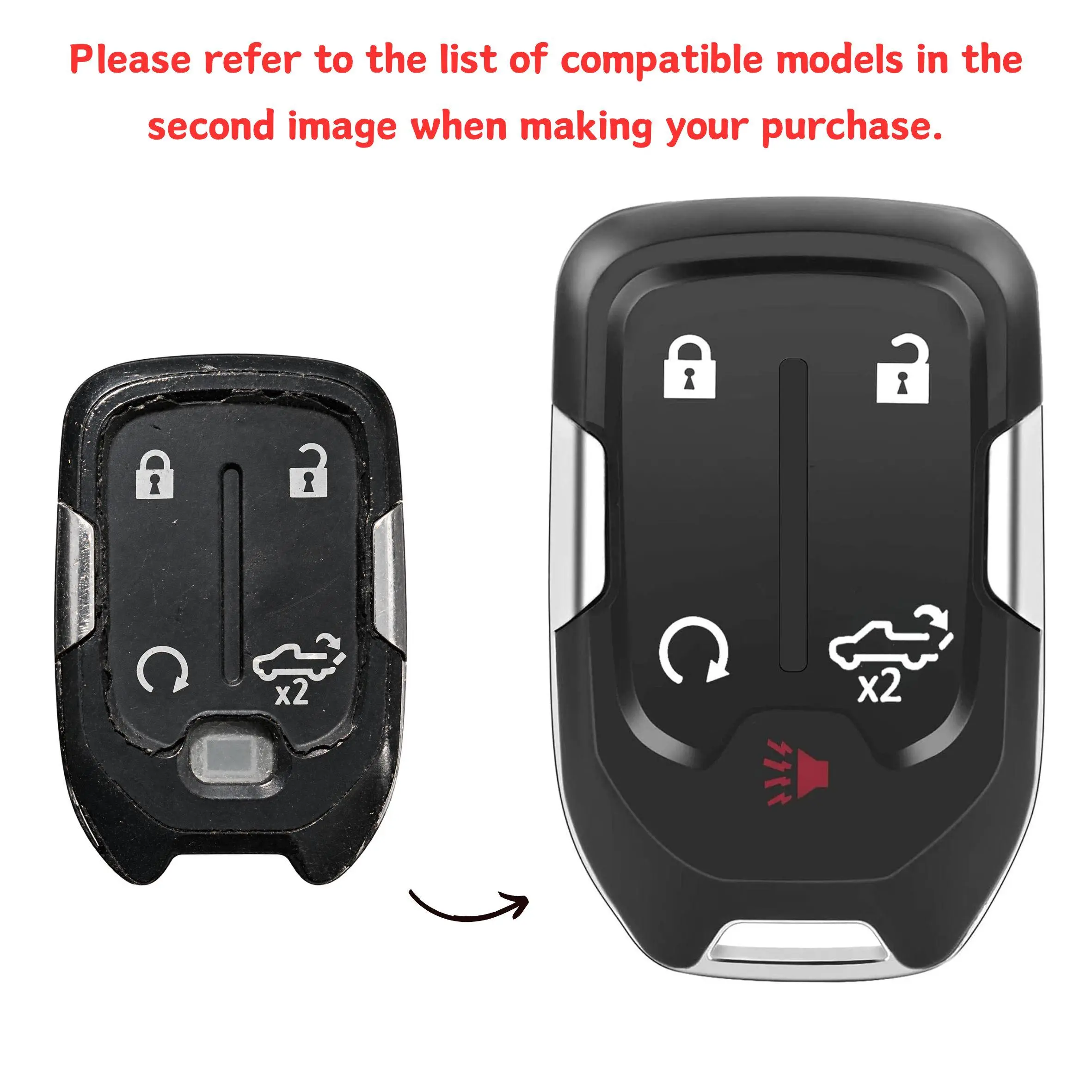 Lopixa Key Fob Shell, Replacement Smart Remote Key Case Cover 5 Buttons for 2014-2024 GMC Sierra Chevy Silverado HYQ1EA HYQ1ES