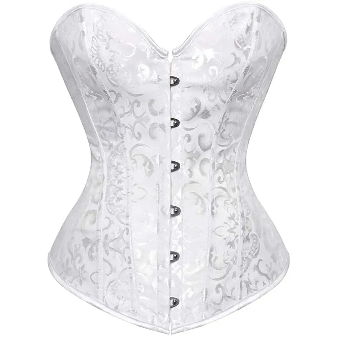 Corsets and Bustiers for Women Top Christmas Sexy Corselet Satin Overbust Brocade Vintage Plus Size Green Black White Red Cheap