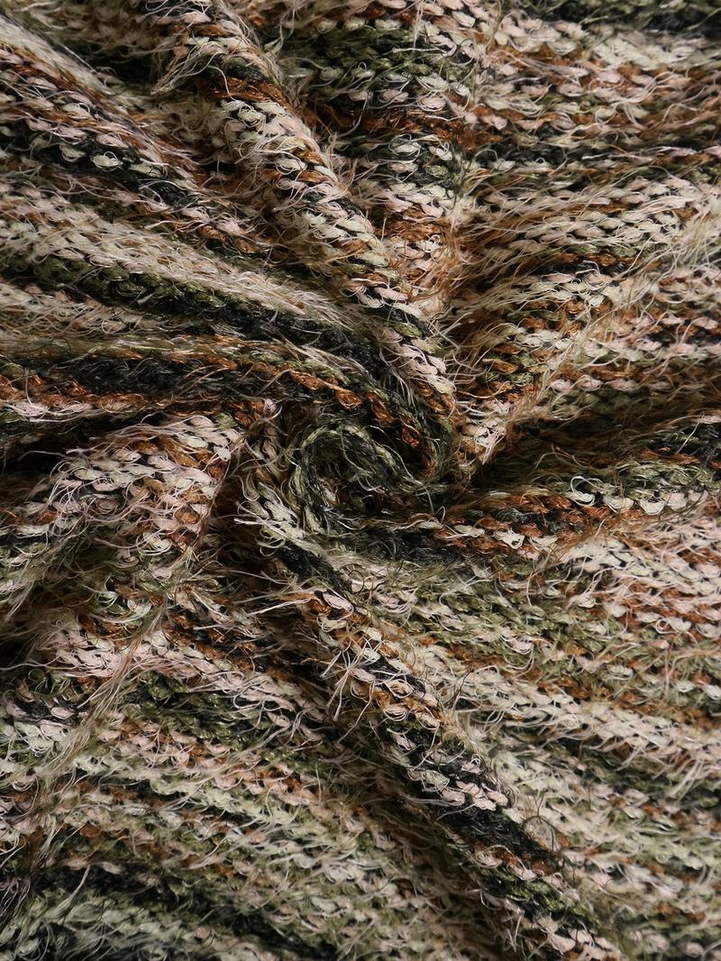 Women's Y2K Drop Shoulder Striped Button Front Cardigan, Loose-Fitting Knit Sweater with Buttons, Fall & Winter Fashion, Casual Style