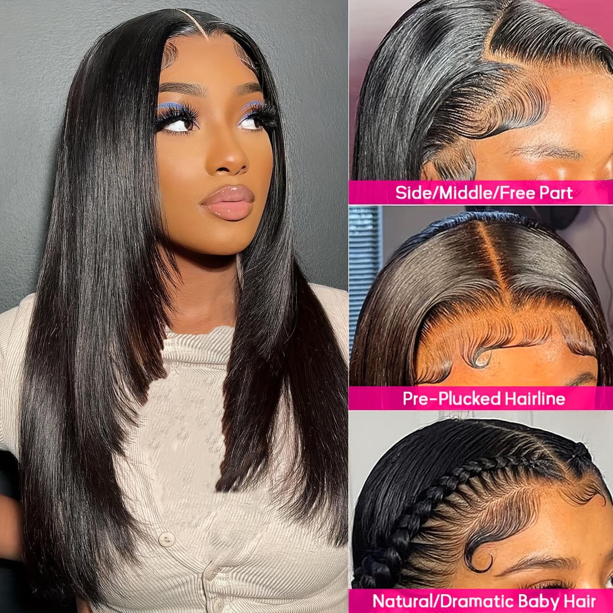 Bling Hair HD Lace Front Human Hair Wig 13x4 13X6 Straight Frontal Wig Pre Plucked With Baby Hair For Women Clearance 180 Density