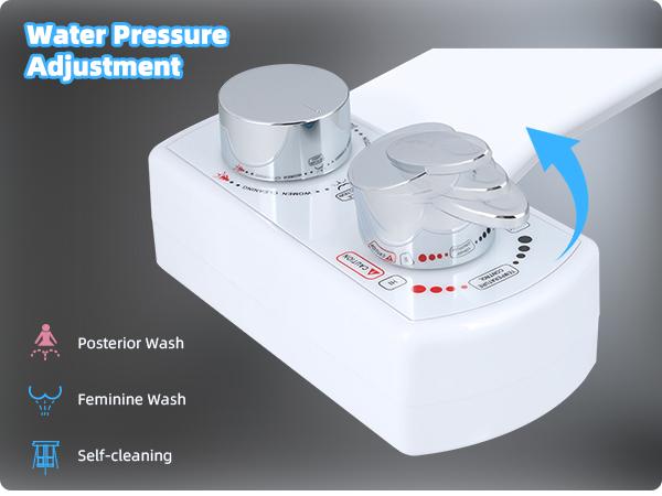 Hibbent Bidet Attachment for Toilet, Hot and Cold Water Spray Non-Electric Dual Nozzle for Frontal & Rear Wash, Adjustable Water Pressure Control, Self Cleaning Water Sprayer, White