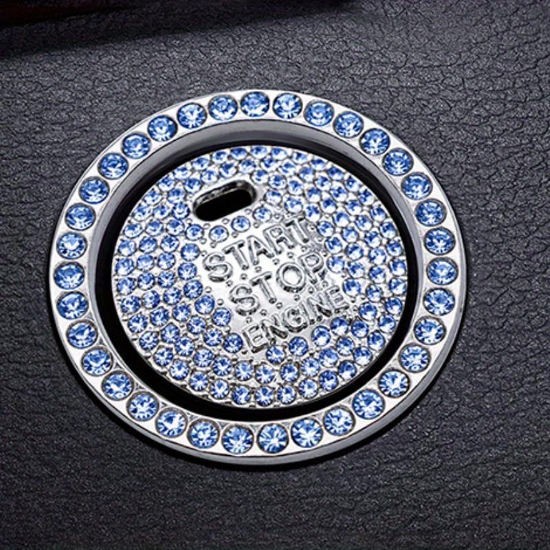 1pc Diamond studded button stickers ignition start stickers cute car interior accessories, universal bright pink diamonds car engine ignition start button decoration ring crystal stickers start stop ignition button switch cover stickers