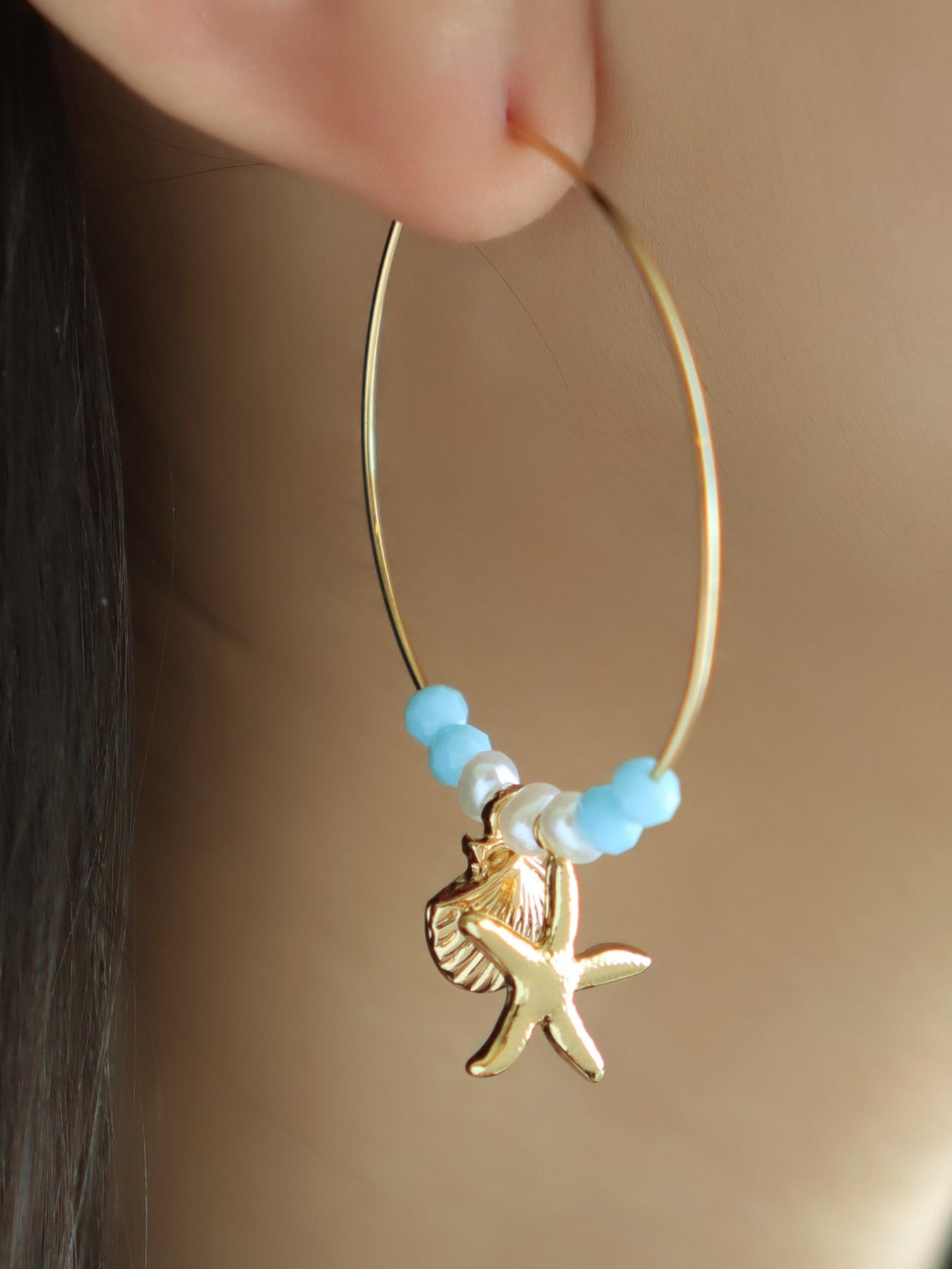 Beach Vacation Shell Starfish Earrings Set, Perfect for Women's Beach Party, Stylish Seashell Jewelry Accessories