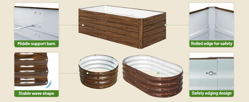 SnugNiture 3-Pack 2x2x1 ft Modular Metal Round Raised Garden Bed Kit Stackable Vegetable Planters Elevated Planting Boxes Eco-Conscious Materials Breathable Planter Outdoor Planters