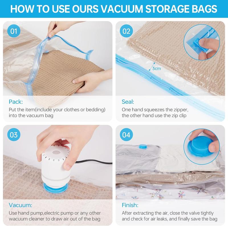 Lentorgi AKLL7S, Vacuum Storage Bags with Electric Air Pump and Manual Air Pump, Vacuum Sealed Bags for Clothes, Blankets, Bedding, Travel, Wardrobe