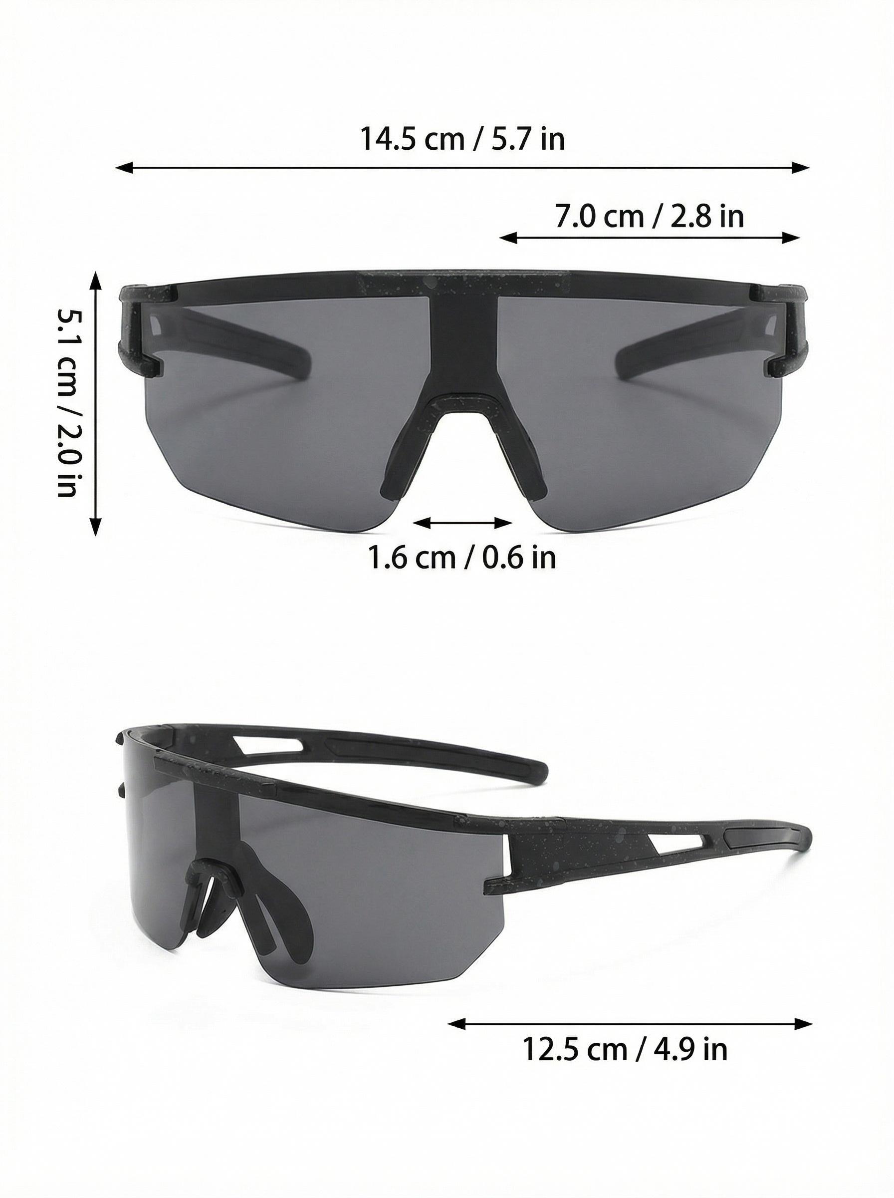 Unisex Frameless Color Film Glasses, Street Style Ink Splatter Cutout Design, Large Frame Casual Sports Eyewear, Includes Case