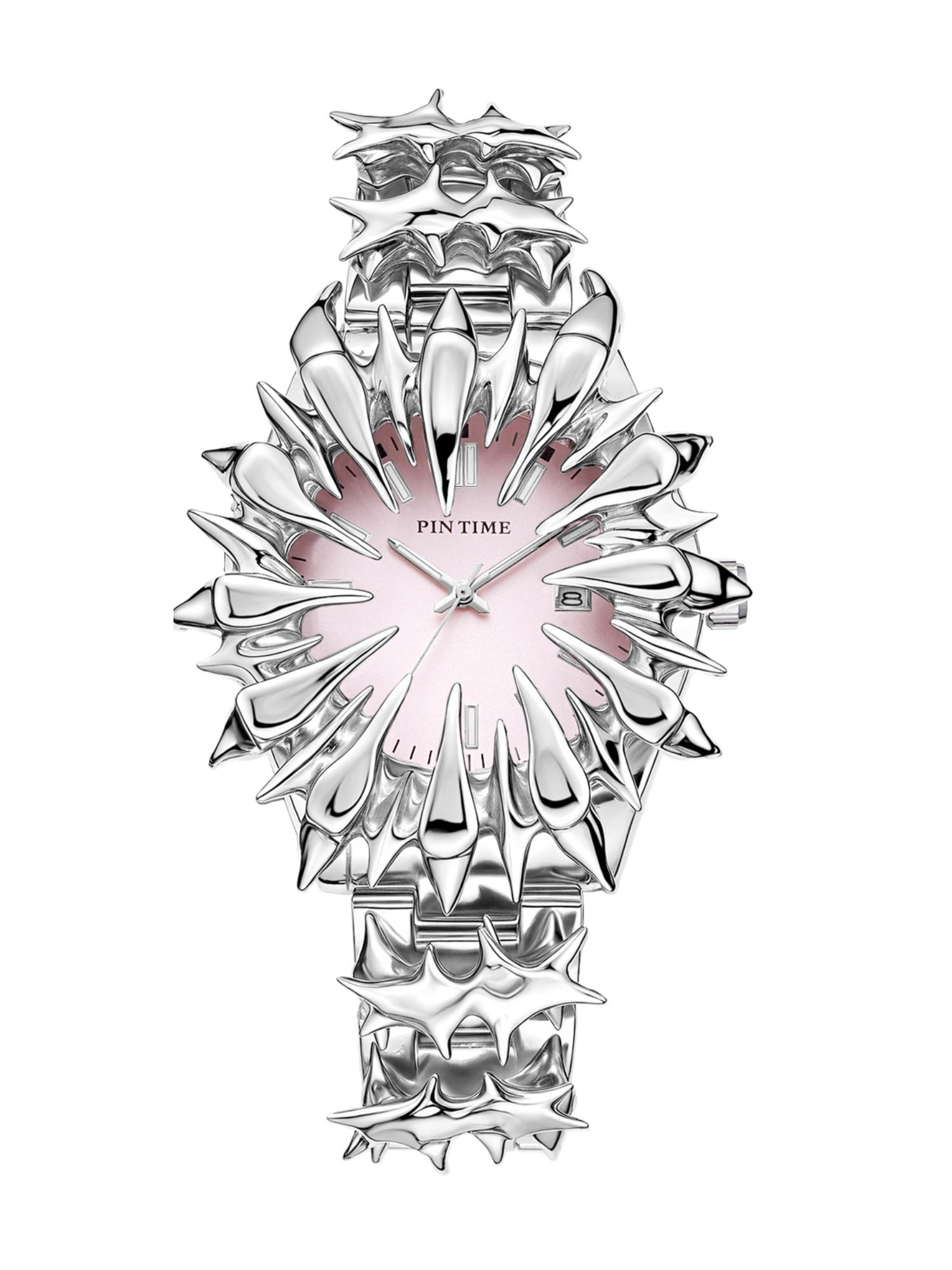 Handmade Quartz Analog Watch, Original European Style Vampire Dragon Scale Spike Design, Unisex Small Batch Wristwatch, Unique Jewelry Accessory