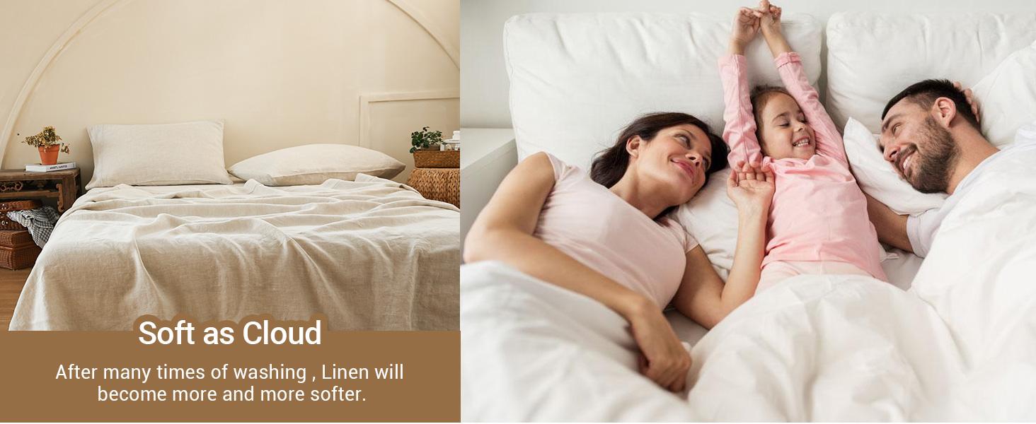 Simple&Opulence 100% French Linen Pillowcase-Set of 2- Washed Solid Color Pillow Cases Embroidered -Soft and Durable, gift