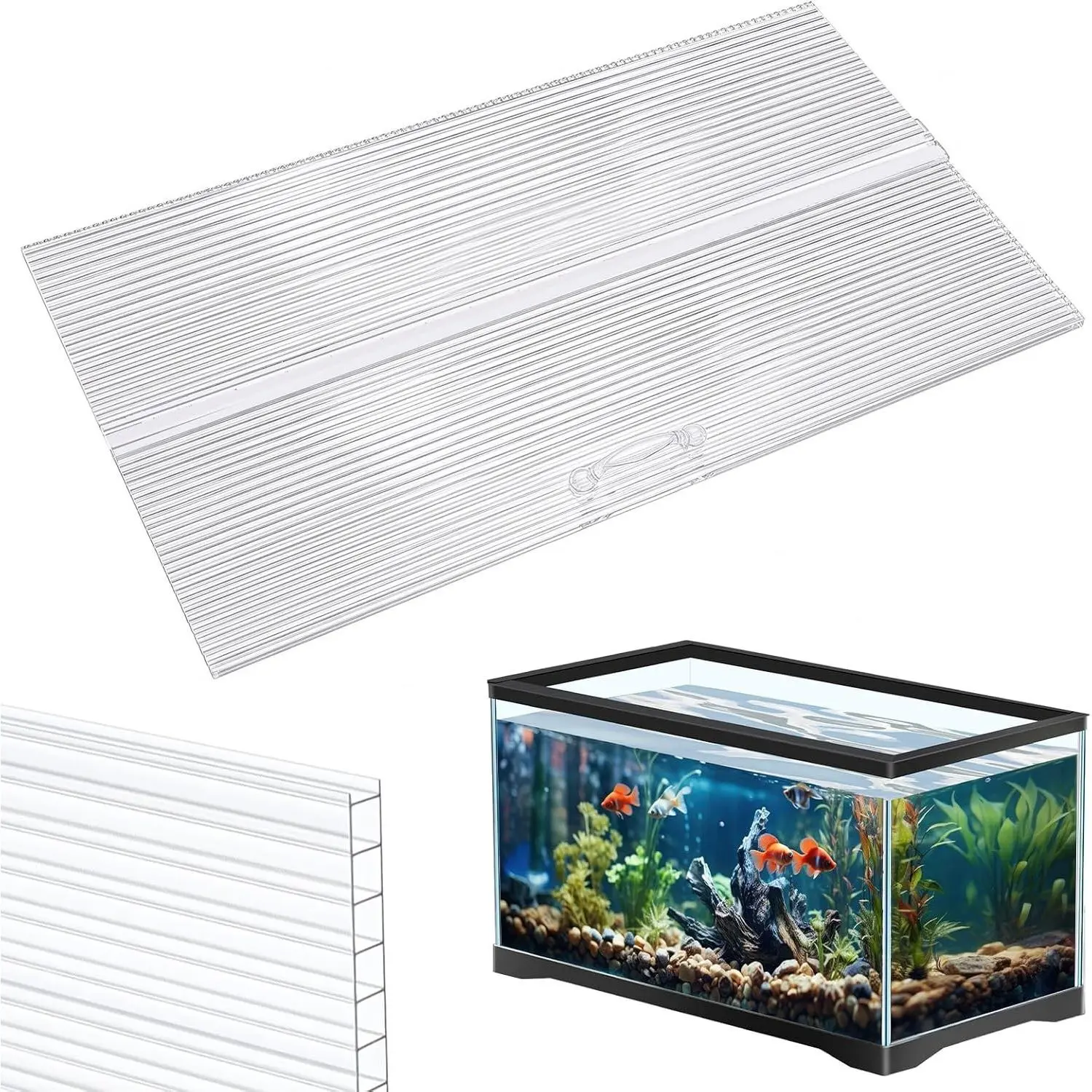 Sieral Aquarium Lids Canopy Set, 20 x 10 Inch, Clear, 1 Pcs | Polycarbonate Greenhouse Panels, 19.37 x 9.37 x 0.24 in, for 10/20 Gallon 20" x 10" Aquarium Without Center Brace