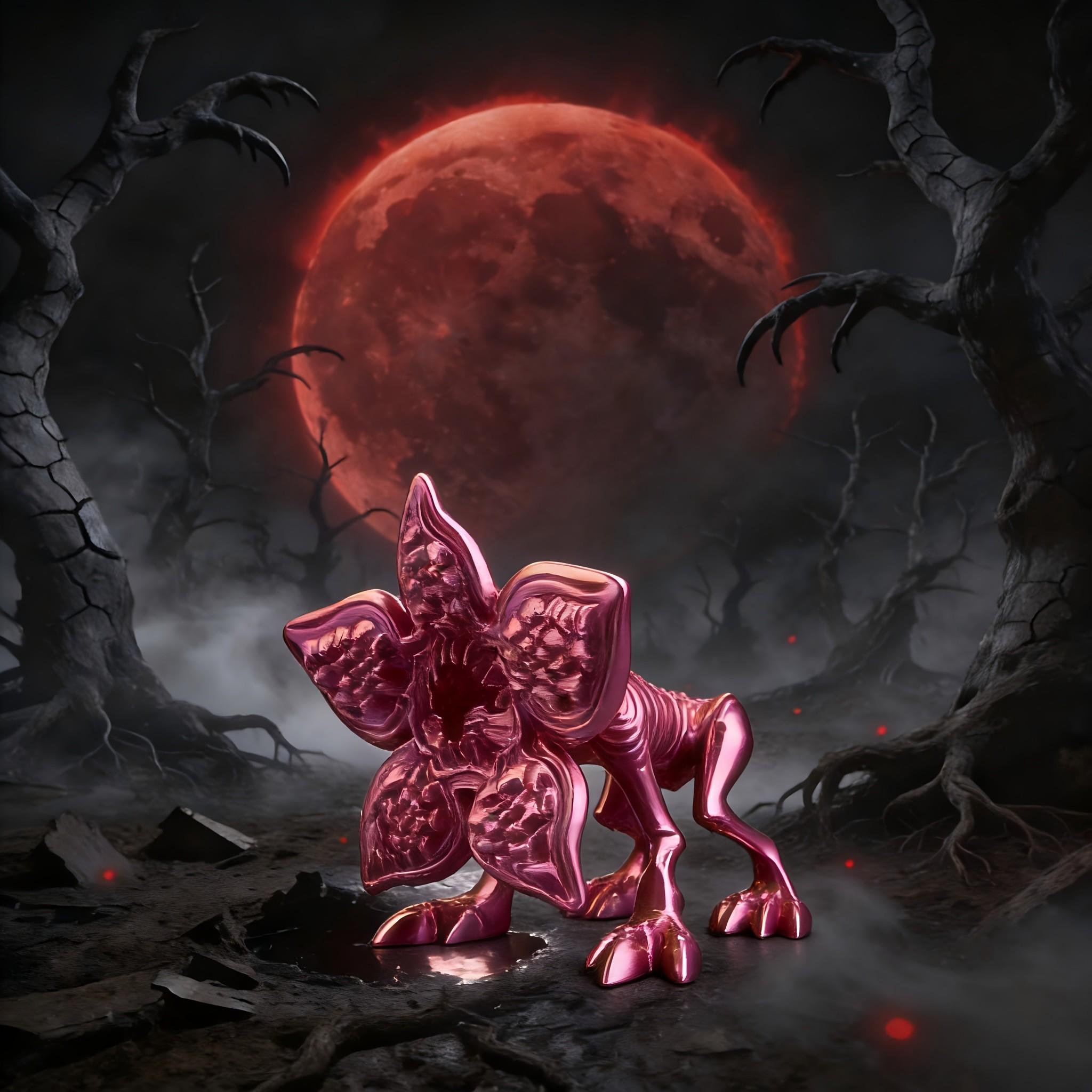 Gothic Style Gradient Flower Monster Figurine, Collectible Handmade Decorative Ornament, Unique Gothic Home Desk Decoration