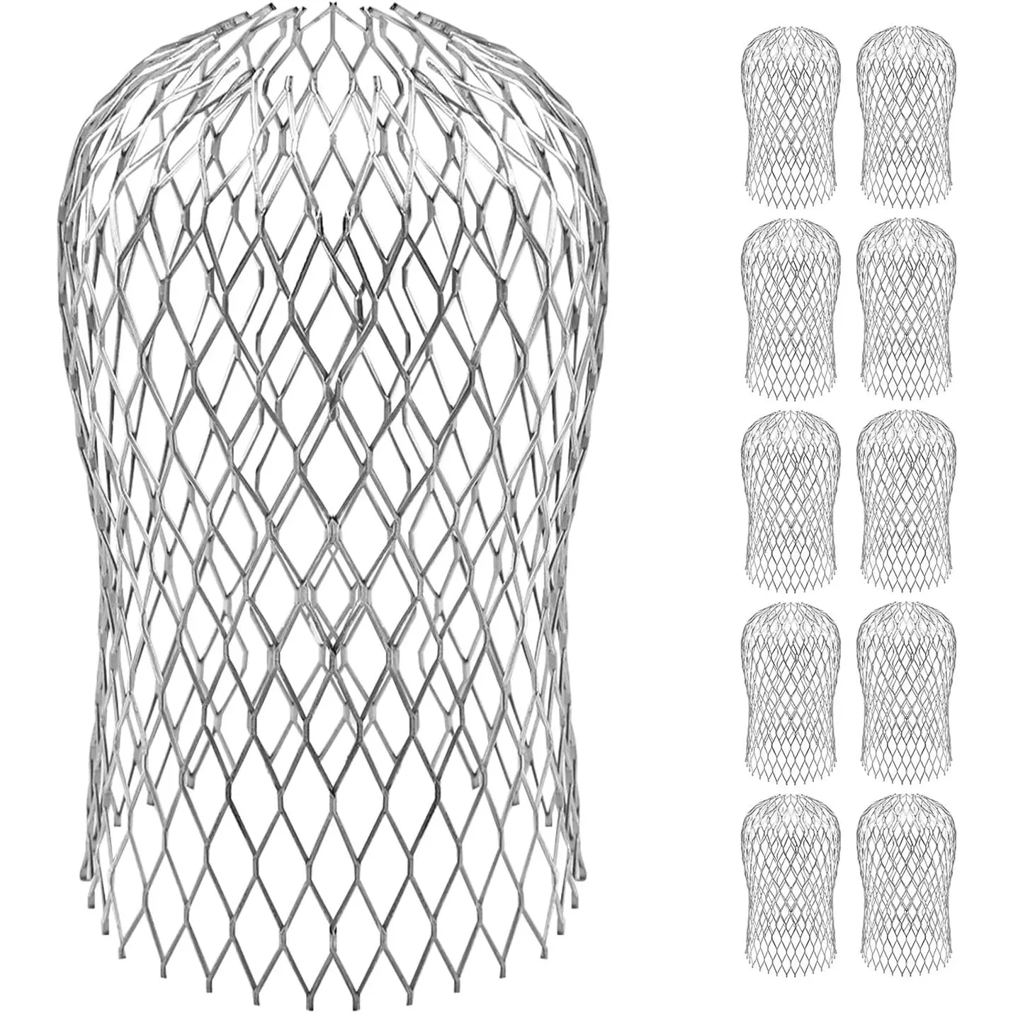 10 Pack Gutter Downspout Guards Screen 3.5 Inch Filter Leaf Strainer | Aluminium Adjustable Expandable  Gutter Strainer Mesh for Preventing Blockage Leaves Debris Drain Net Cover