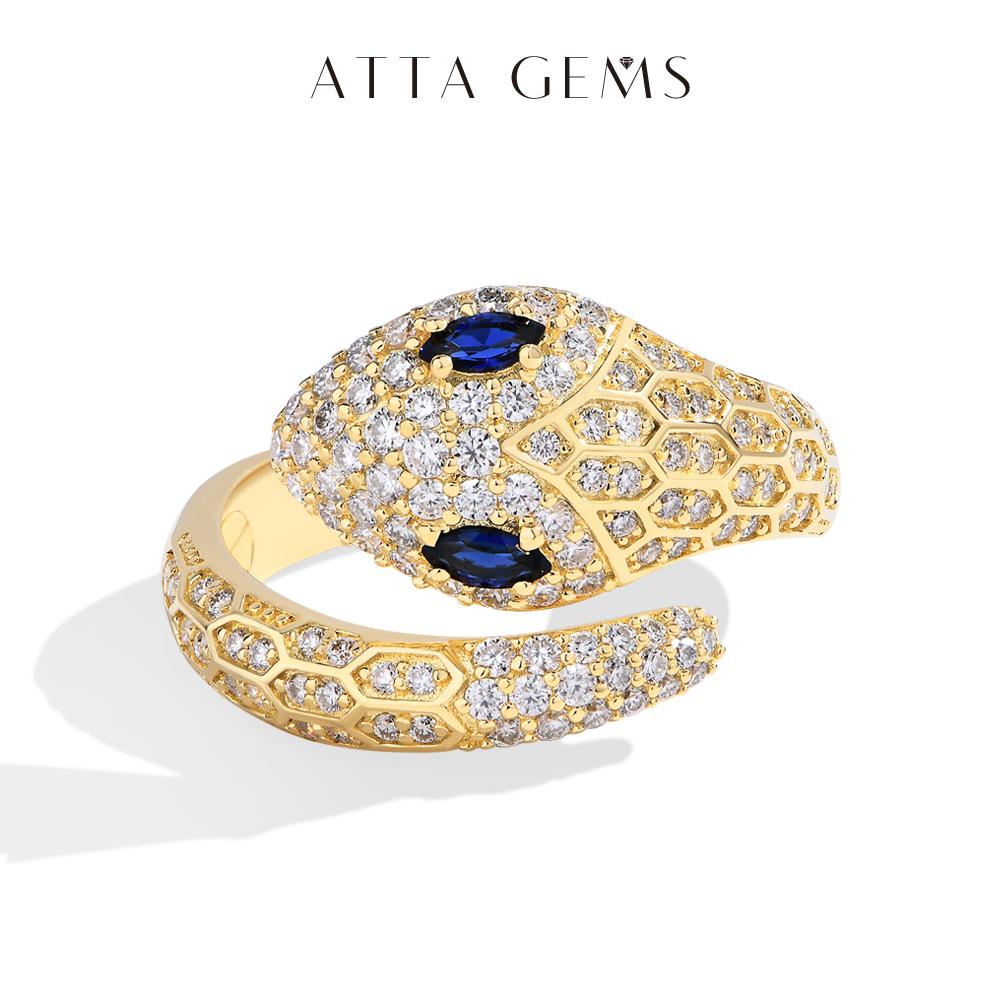 Classic D VVS1 Color Synthetic Moissanite Ring for Women Men Sapphire Eyes Snake Ring Daily Wear Gift Travel R219