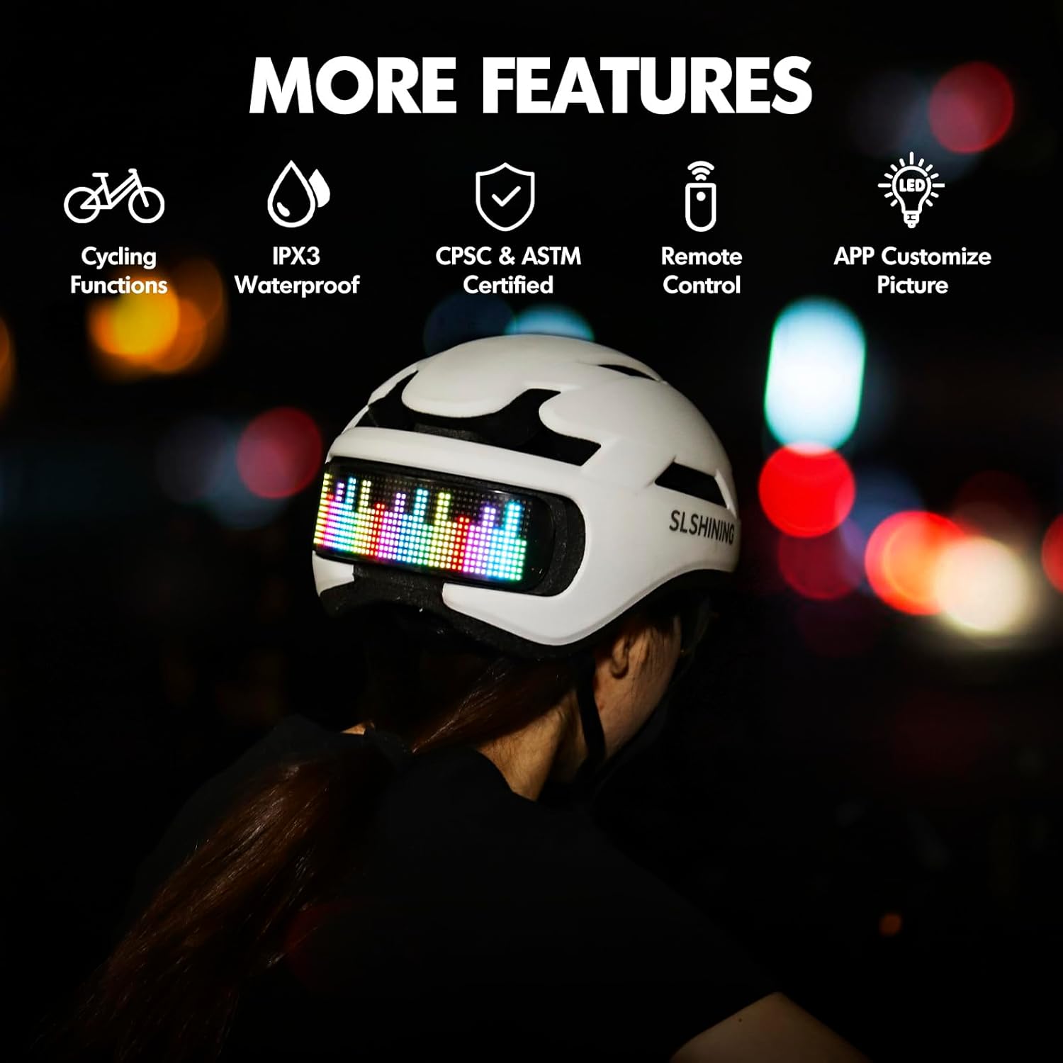 SLSHINING Bike Helmet-Remotely controlled LED Smart Cycling Helmet-All Season Ventilated & Thermal Protection-CPSC Certified Protection