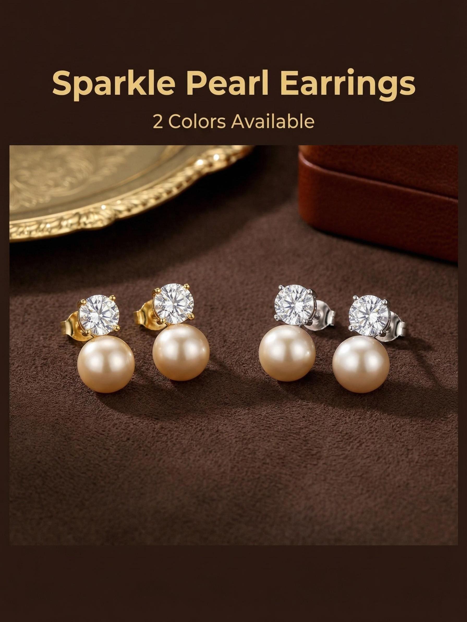 Elegant Pearl Zircon Earrings, Classic Luxury Design, Hypoallergenic Daily Wear Jewelry, Versatile Office Accessories, Allergy-Free Ear Studs