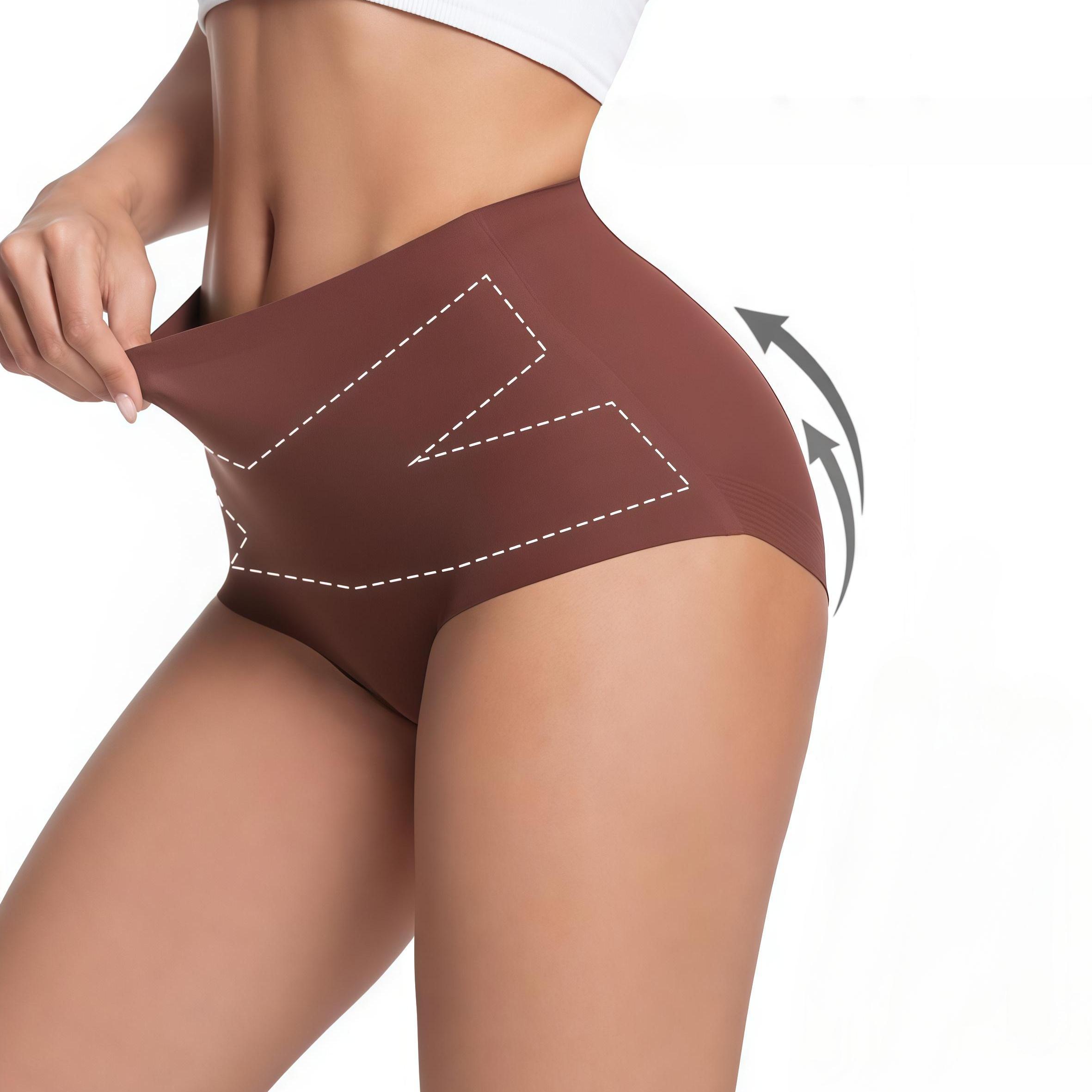 Women's High Waisted Basic Compression Briefs - Seamless 4pc/Multi-Function Normal Type Body Contouring Booty Shapewear, Tummy Control Invisible Hip-Lifting Underwear, 3/5 Pack (3 Pairs Option), S-XXL Plus Size, High Elastic Waist, Casual Wear, High Waist