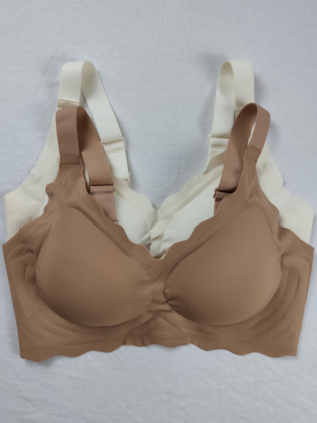 Women's Seamless Supportive Wireless Backless Bra, Adjustable Wide Straps, Comfortable Breathable Daily Wear, Ribbed Stripe Design, Seamless Bras, Medium Fit, Ladies Underwear