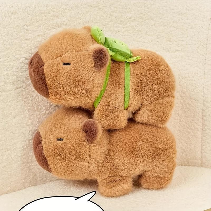 Cute Capybara Stuffed Animal Plush Toy with Turtle Backpack, 1 Count Capybara Snap Ring, Perfect for Birthday, Festival, Ideal Gifts & Home Decor Accessories