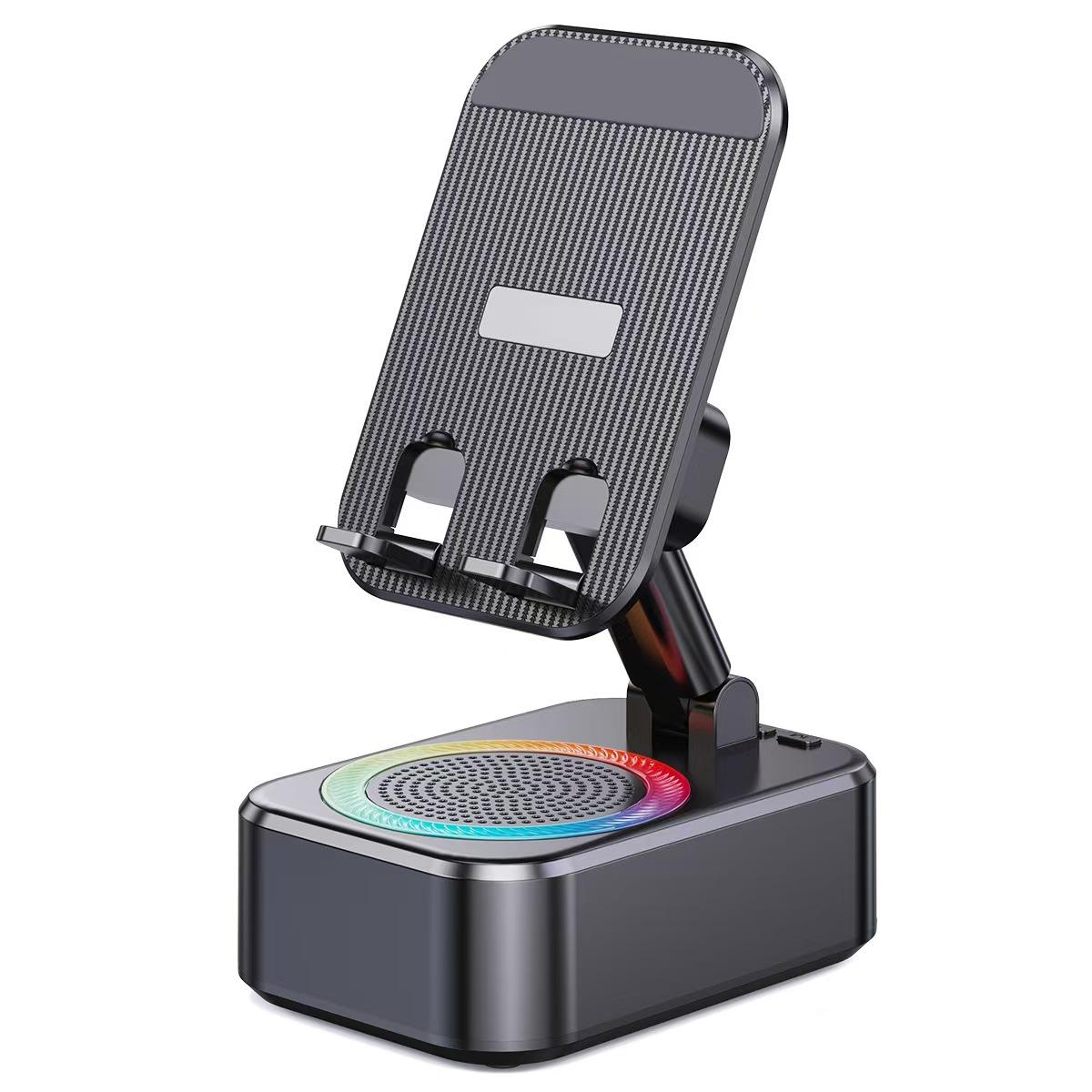 New Upgraded 5-In-1 Wireless Bluetooth-compatible Speaker, 1800mah Portable Power Bank, Tablet Stand, Phone Holder, Colorful Ambient Light, Foldable Base