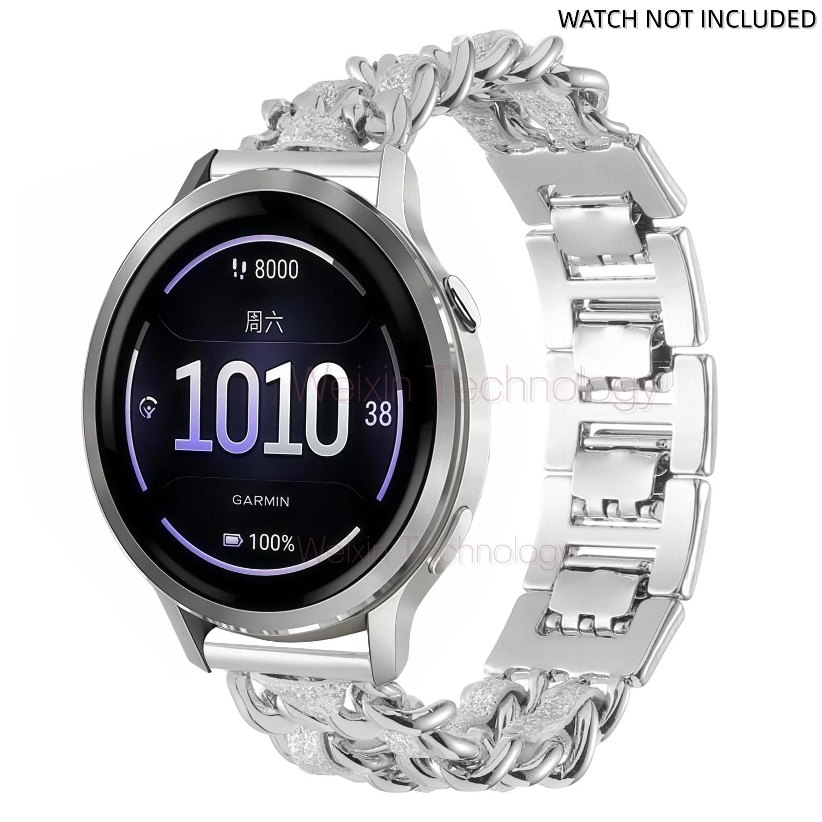 Suitable for Garmin Venu 3 strap 45mm/Venu 4 45mm/Venu2/Vivoactive 4, 22mm quick release steel metal strap replacement strap, suitable for Forerunner 570-47mm/265/255 women's Cuban strap