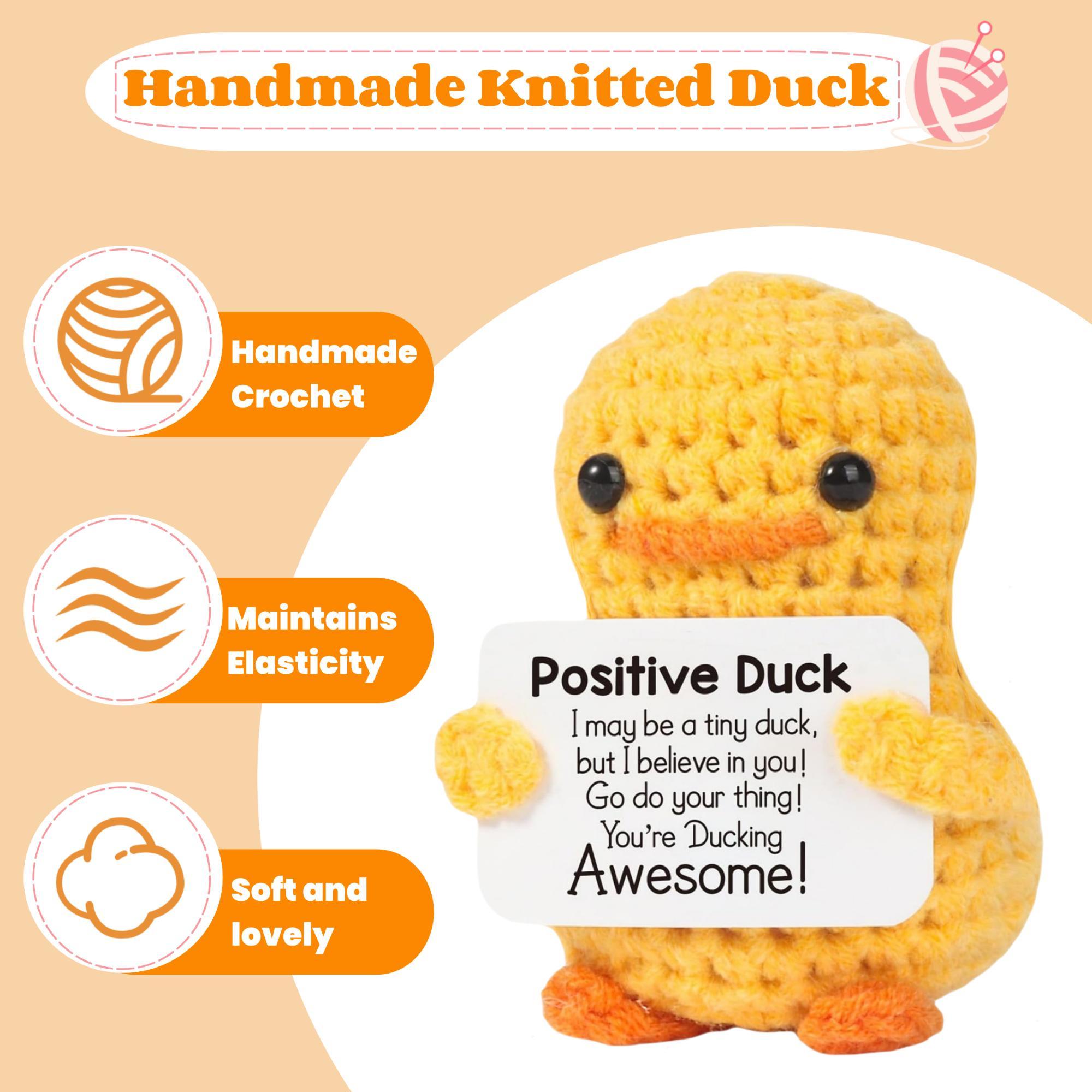 Cute Knitted Duck with Positive Card, Handmade Emotional Support Crochet Doll for Gift, DIY Knitting Supplies for Home Office Decor, Stuffed Animals, Cute Girly Gifts, Toy Plushies, Handmade Crochet Figure Cute Knitted Duck with Positive Card, Handmade Emotional Support Crochet Doll for Gift, DIY Knitting Supplies for Home Office Decor, Stuffed Animals, Cute Girly Gifts, Toy Plushies, Handmade Crochet Figure