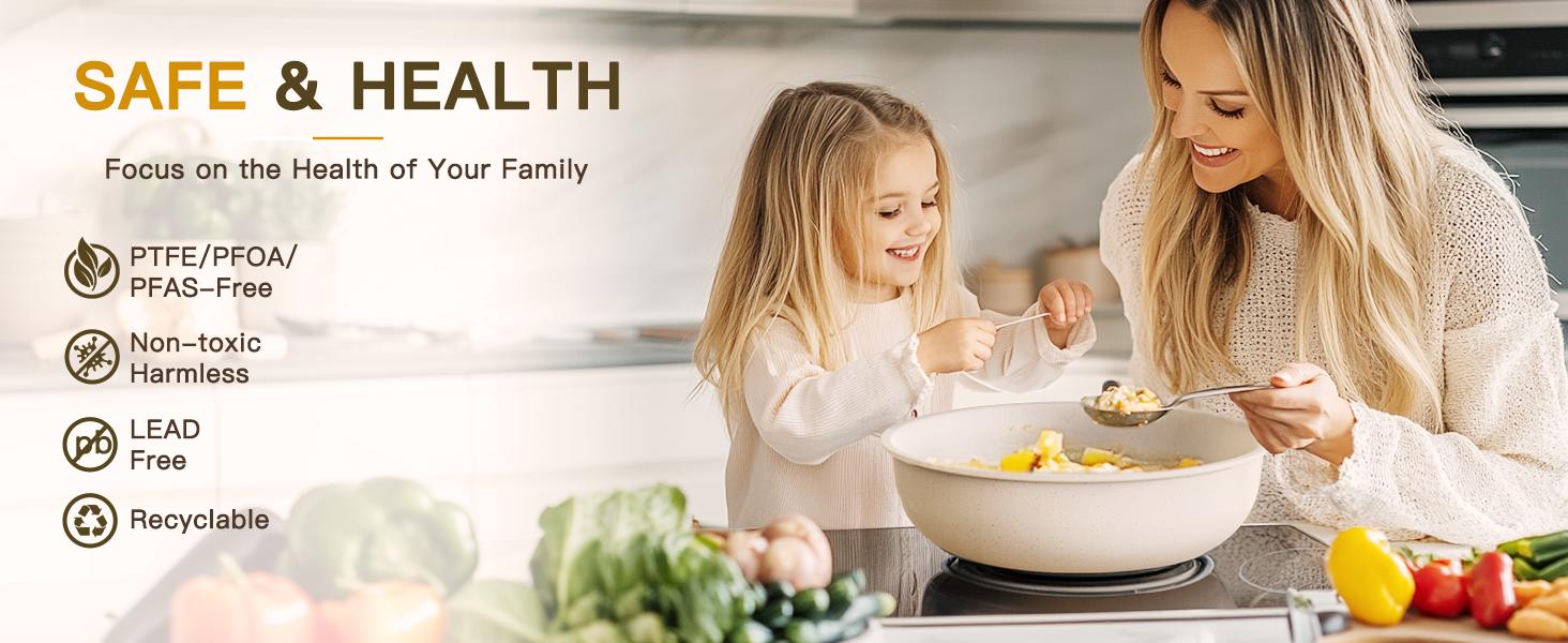 【Astercook 20-Pcs】Cookware Set, Non-Stick Coating, Durable & Easy to Clean, Perfect for Home, Gatherings, and Professional Kitchens hexclad cookware. White