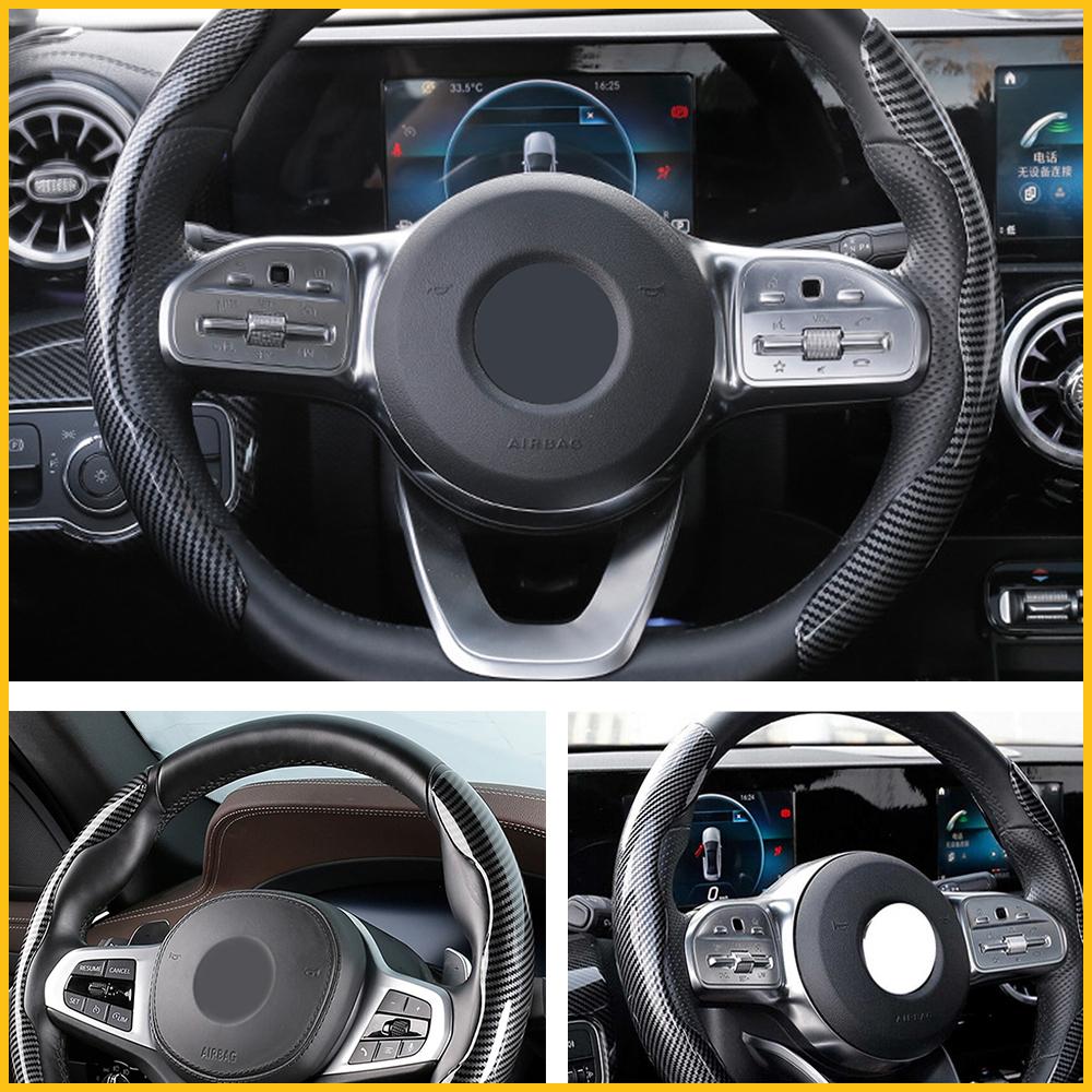 AUXITO 37cm -38cm 15" Steering Wheel Cover Faux Leather For Acura Carbon Fiber