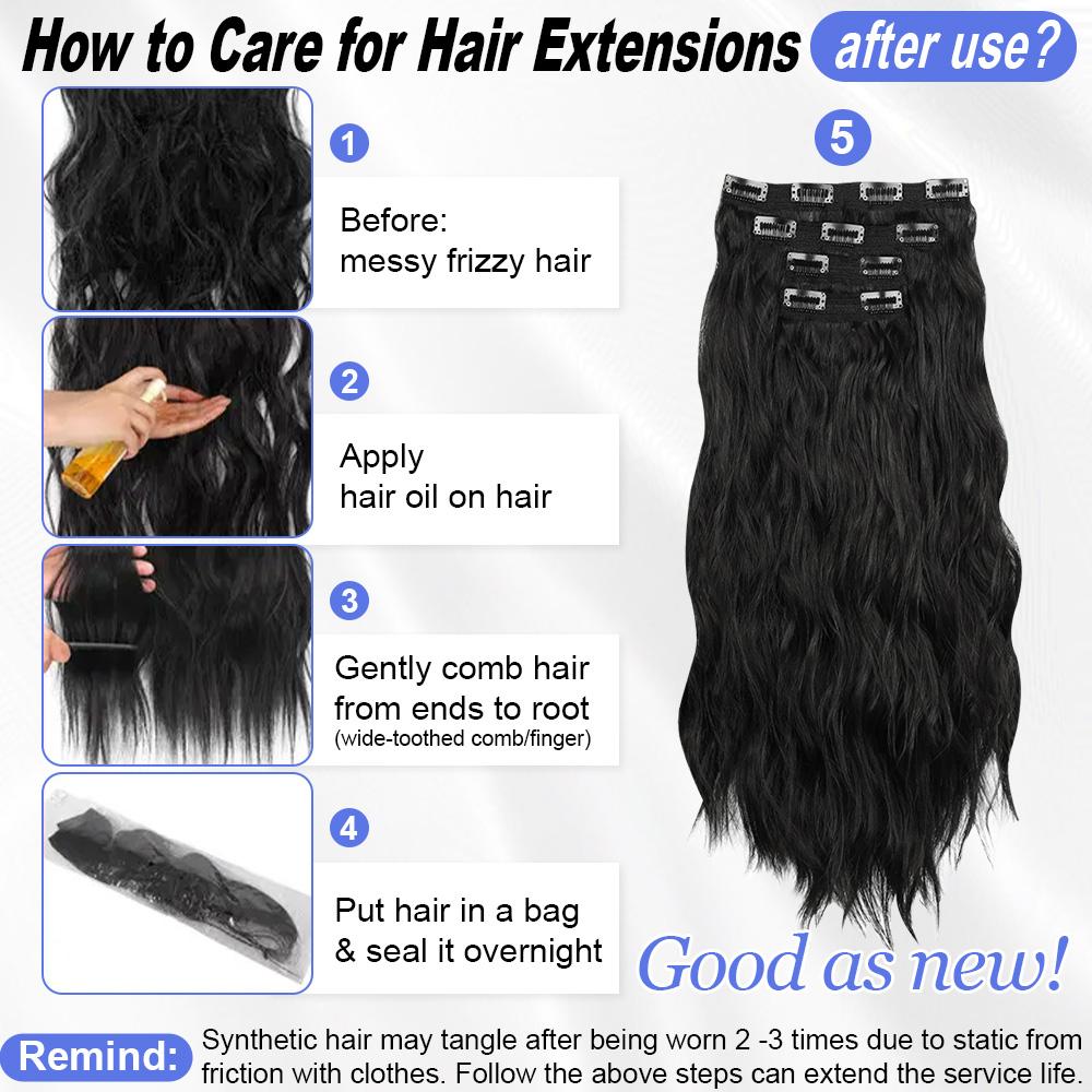 Auvzy Curled Hair Clip in Extensions 24 Inch Full Head Synthetic Hairpieces 4PCS Lightweight Lace Net Tangle-Free Stylish Long Wavy Hairpieces for Women TikTokShopBlackFriday Auvzy Curled Hair Clip in Extensions 24 Inch Full Head Synthetic Hairpieces 4PCS Lightweight Lace Net Tangle-Free Stylish Long Wavy Hairpieces for Women TikTokShopBlackFriday