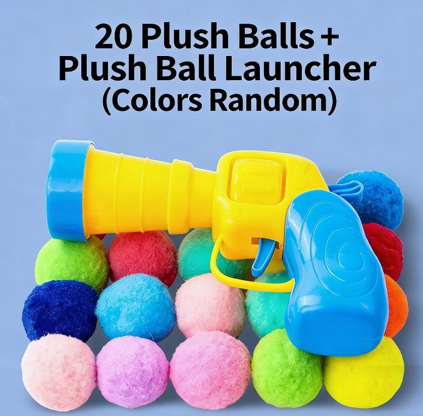 21Pcs Cat Ball Toy Launcher Gun,Cat Balls Fetch Toy,20Pcs Plush Fuzzy Balls Launcher Cat Toy for Cats with 1 Gun,Funny Interactive Cat Toys for Bored Indoor Adult Cats,Cute Kitten Kitty Toys