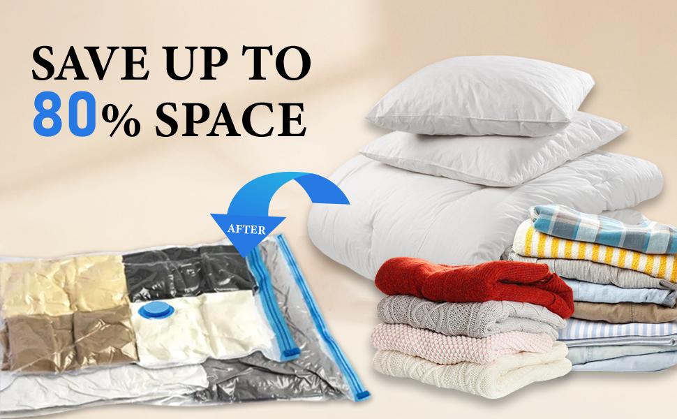 Vacuum Storage Bag with Electric Pump and Hand Pump Vacuum Sealer Bags for Store Space Saver Bag for Clothes, Mattress, Blanket, Duvets, Pillows, Comforters, Quilt, Easily for Mom, House, Travel, ,Moving, Organiser Compression