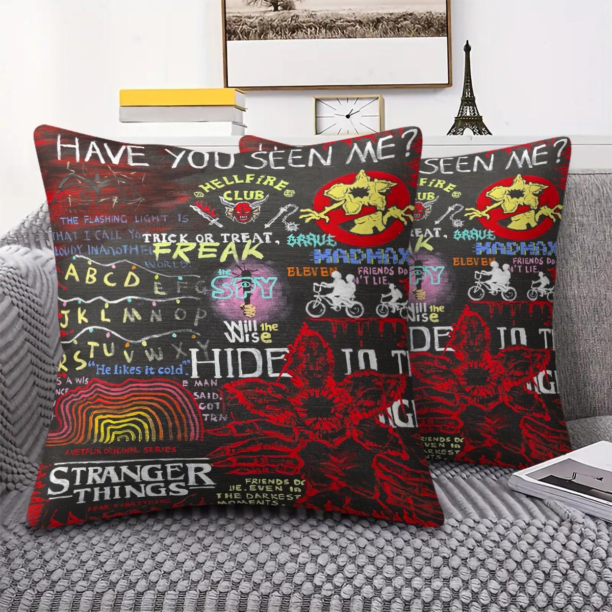 Stranger Things Pattern Throw Pillow, Soft And Comfortable Printed Design, Unique Print, Suitable For Living Room Sofa, Bedroom Headboard Pillow, And Office Nap