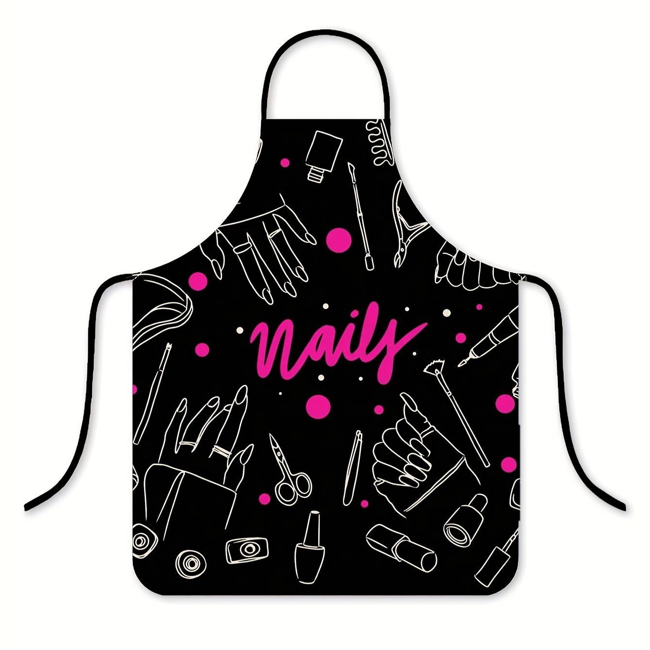 Nails Pattern Apron, 1 Count Breathable Cooking Apron, Sleeveless Kitchen Apron for Home Dining Room Garden Coffee Shop