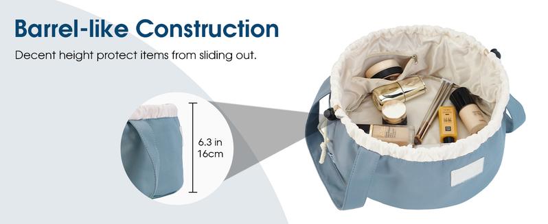 Narwey Barrel Drawstring Makeup Bag Large Cosmetic Bag Make up Bags Women and Girls Toiletry Organizer for Travel Toiletries Accessories Essentials TikTokShopBlackFriday